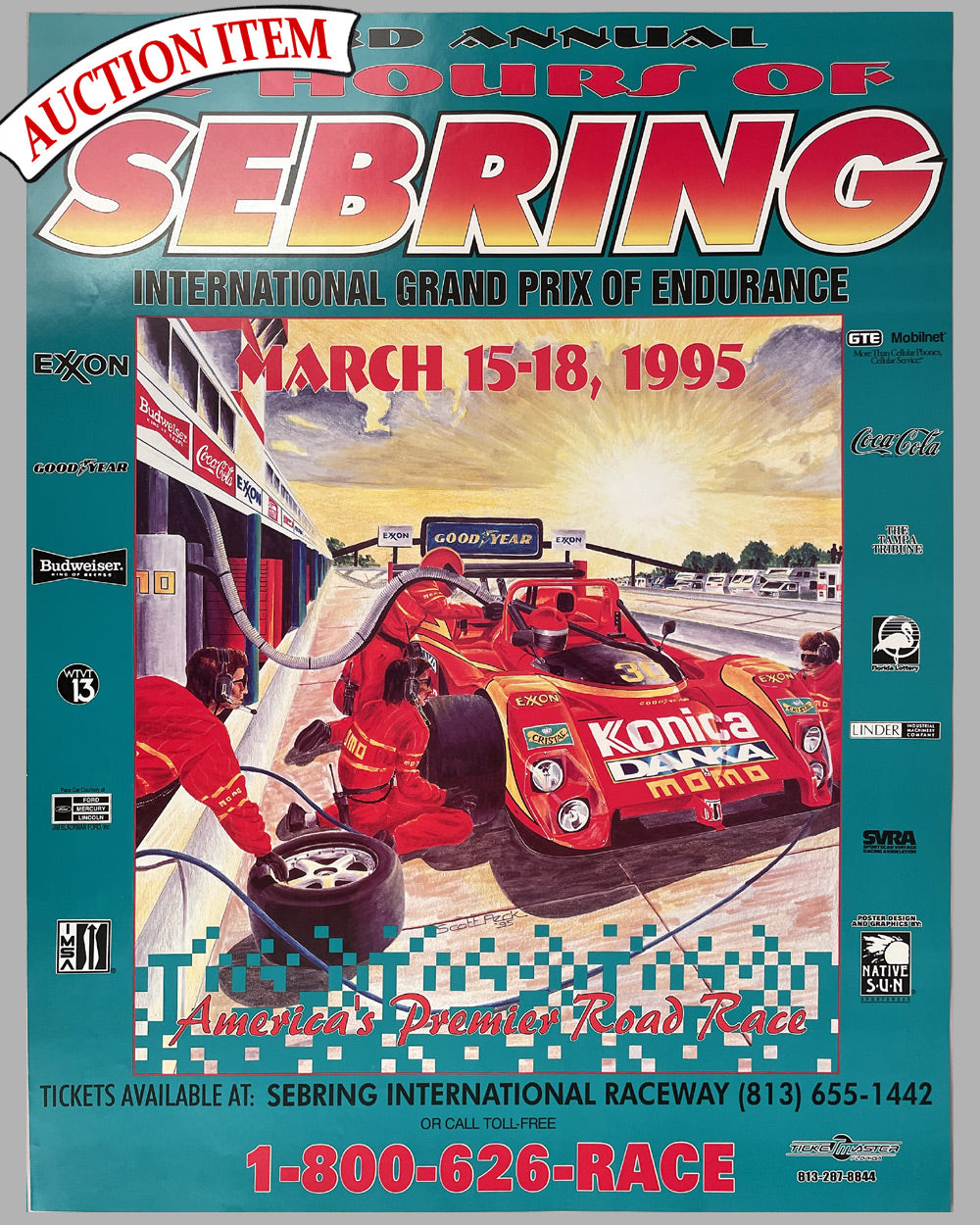 1995 12 Hours of Sebring official poster by Scott Peck