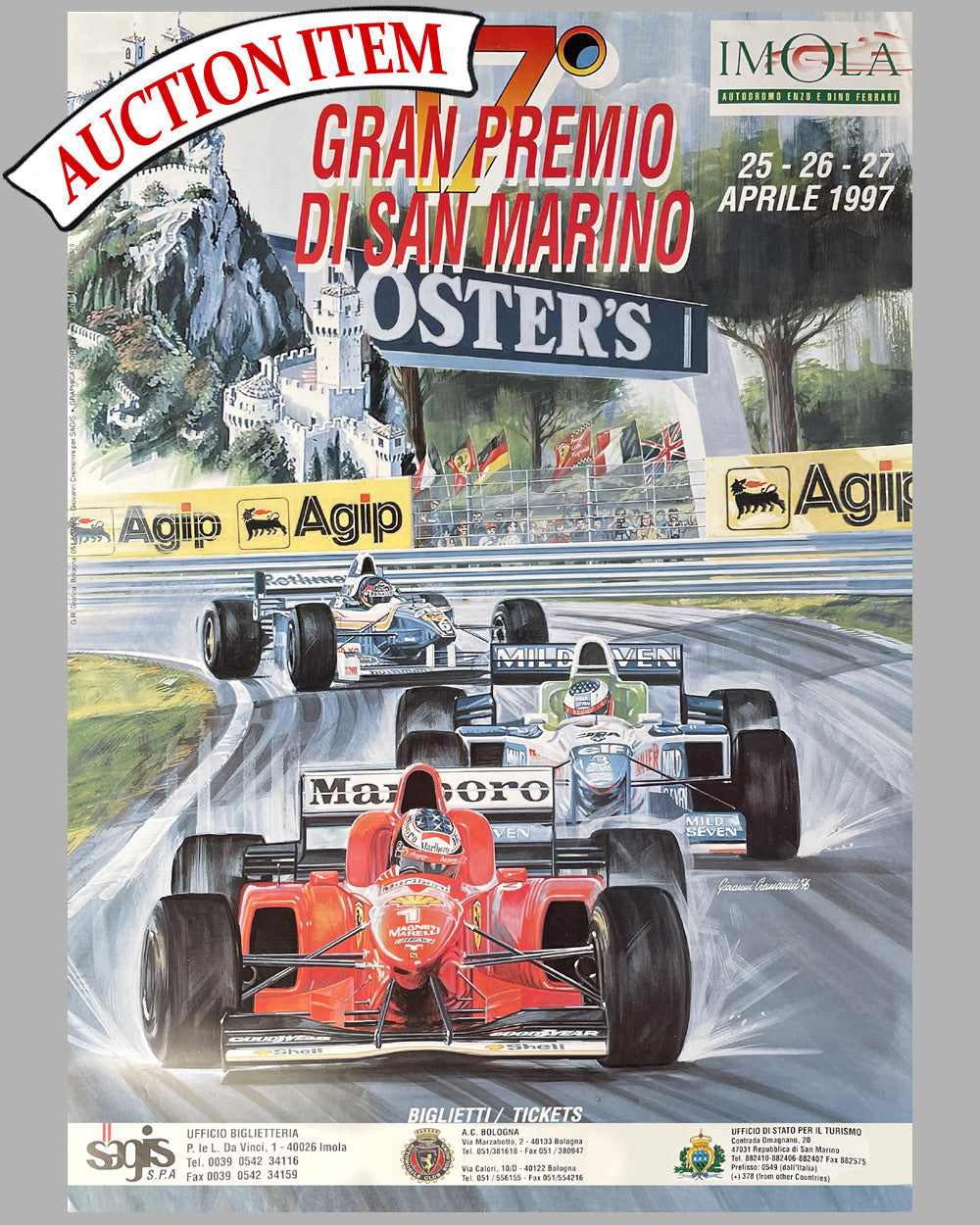 7 - 17th Grand Prix of San Marino 1997 official race poster by Giovanni Cremonini, Italy