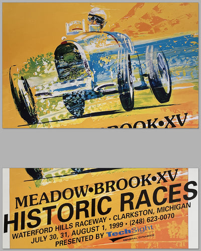 1999 Meadowbrook Historic Race official poster featuring Bugatti 2