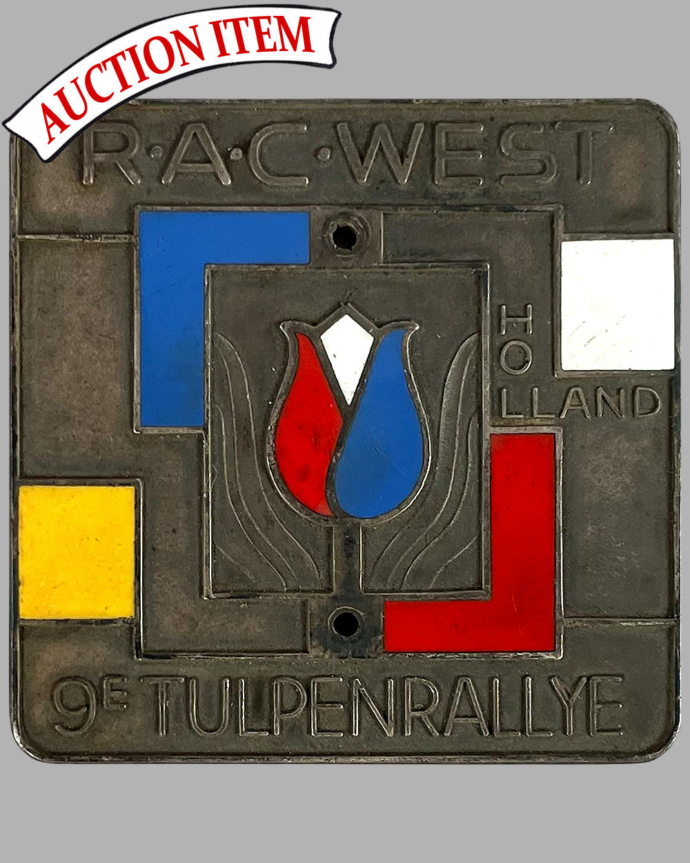 9th Tulpen Rallye: Holland participant’s plaque, 1957