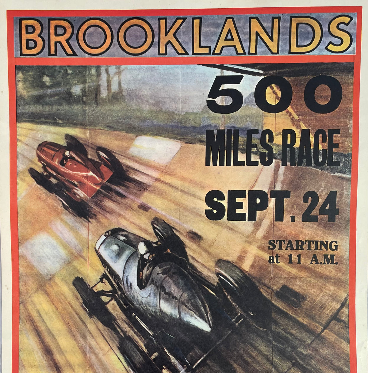 1932 Brooklands 500 older reproduction poster