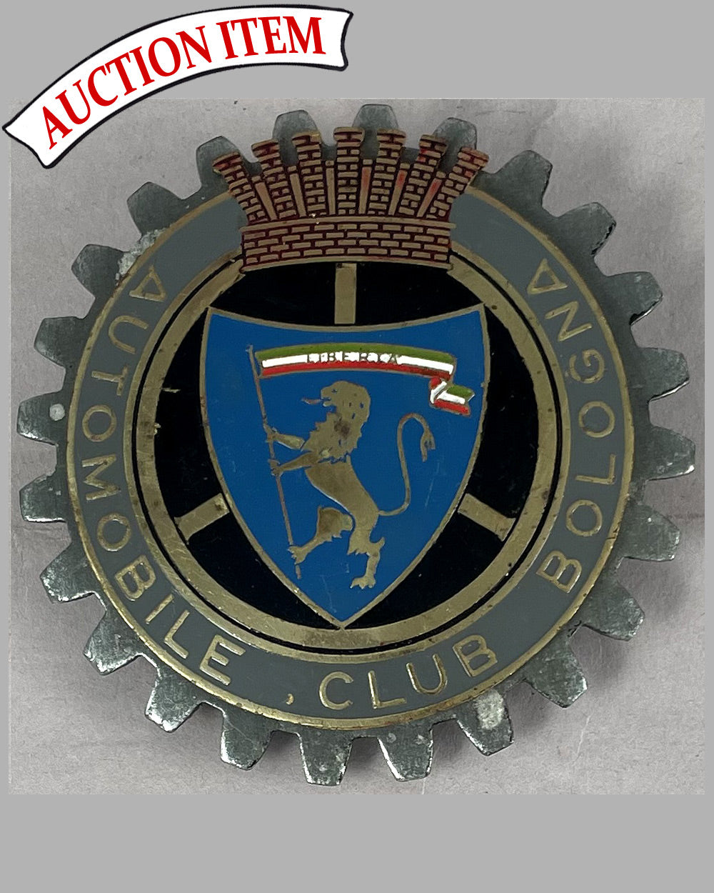 Automobile Club Bologna Italy souvenir grill badge, 1960’s