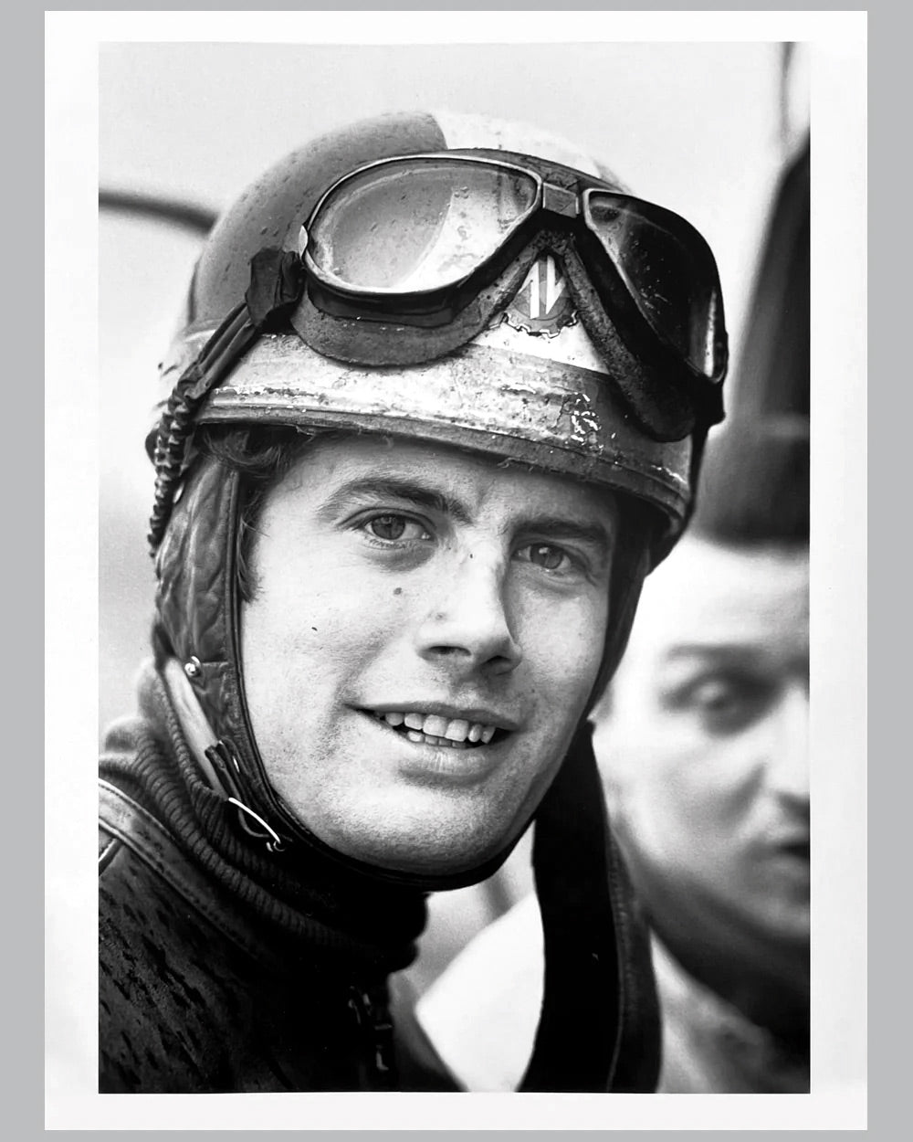 Giacomo Agostini portrait, Milan 1967, b&amp;w photograph by Jesse Alexander