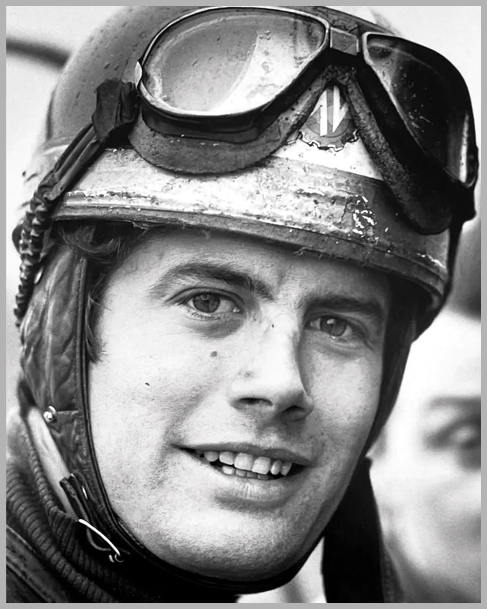Giacomo Agostini portrait, Milan 1967, b&w photograph by Jesse Alexander 2