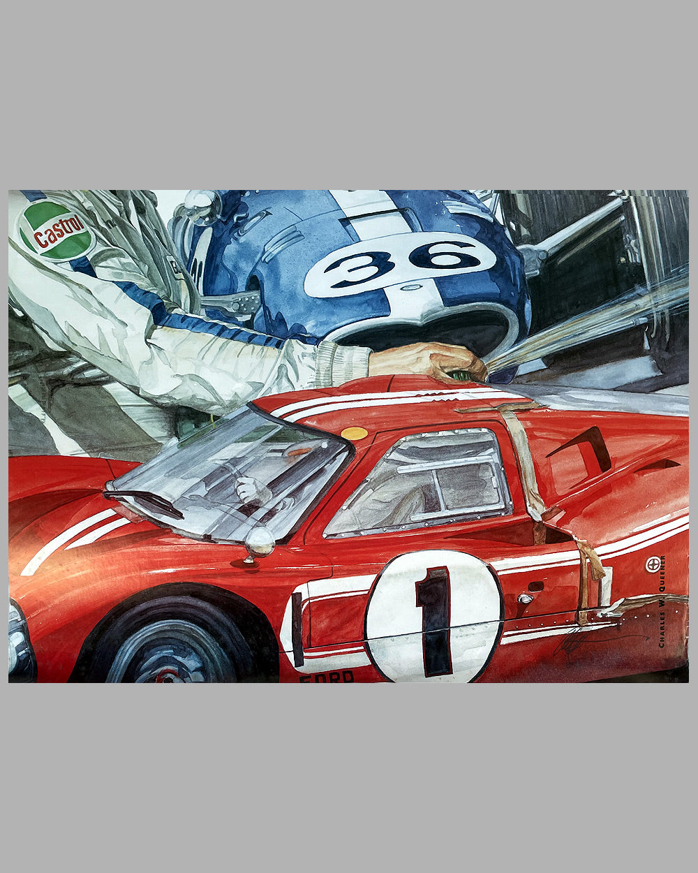 2002 Amelia Island Concours poster by Chuck Queener, autographed by Gurney 3