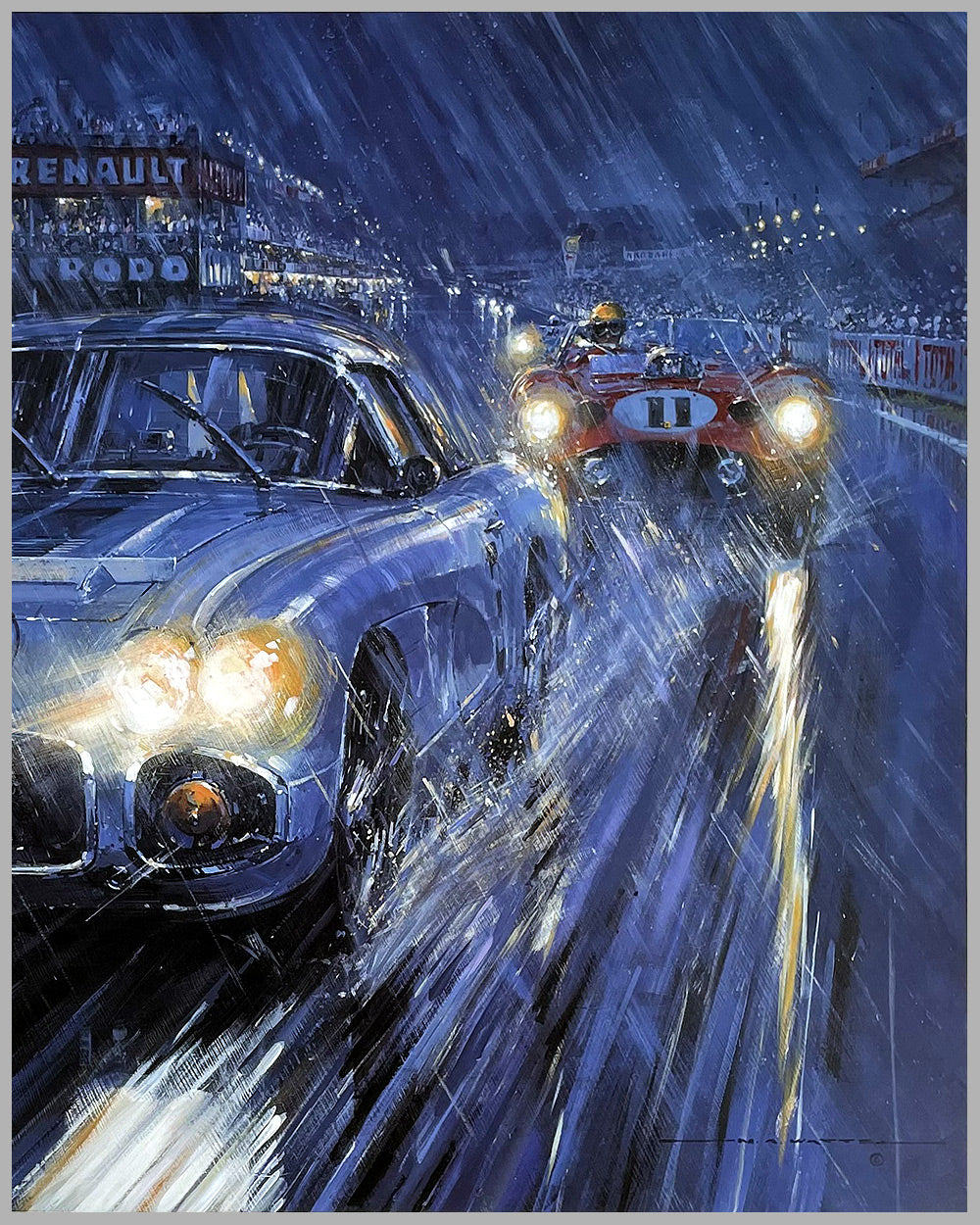 American Thunder - Le Mans 1960 print by Nicholas Watts, autographed by Fitch 3