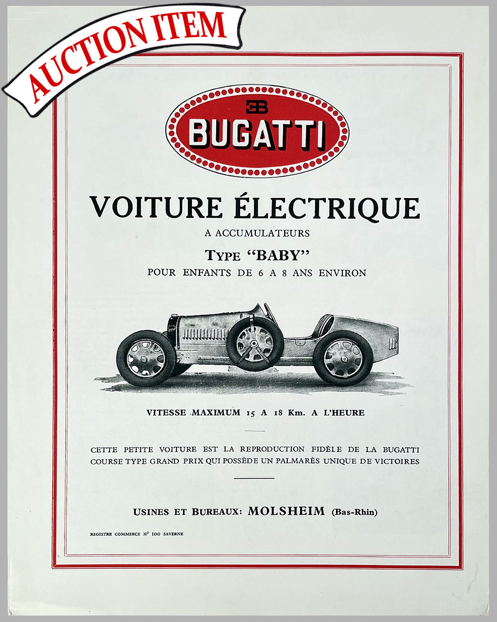 Baby Bugatti original dealer catalog