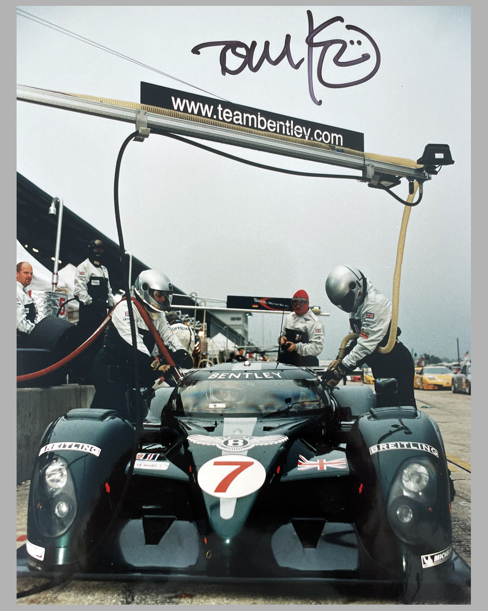 Bentley at Sebring 2003 color photograph, autographed by Kristensen 2