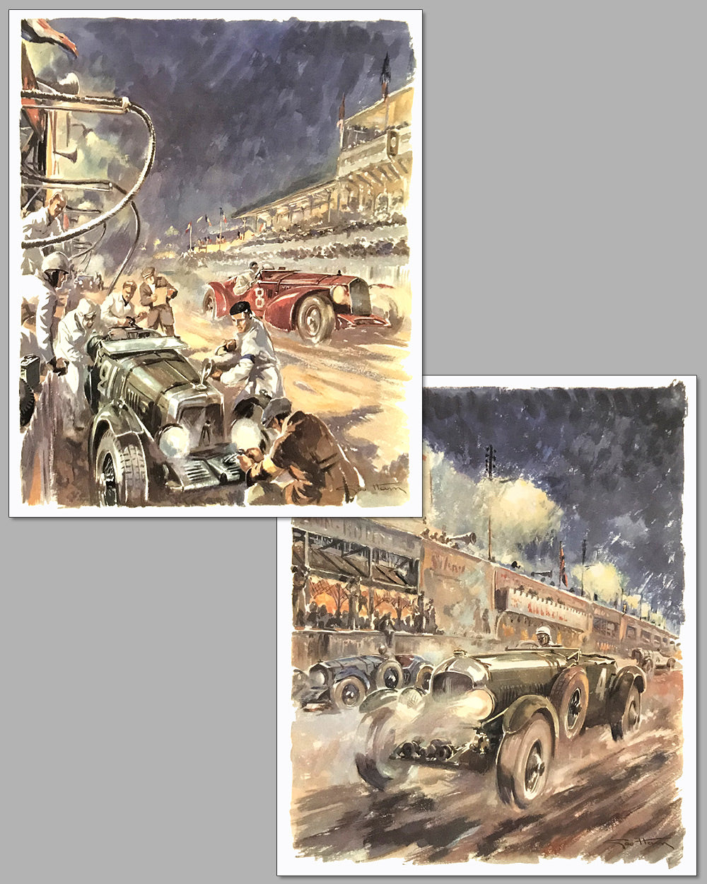 Geo Ham 1930 Bentley &amp; 1932 Alfa Romeo at Le Mans prints