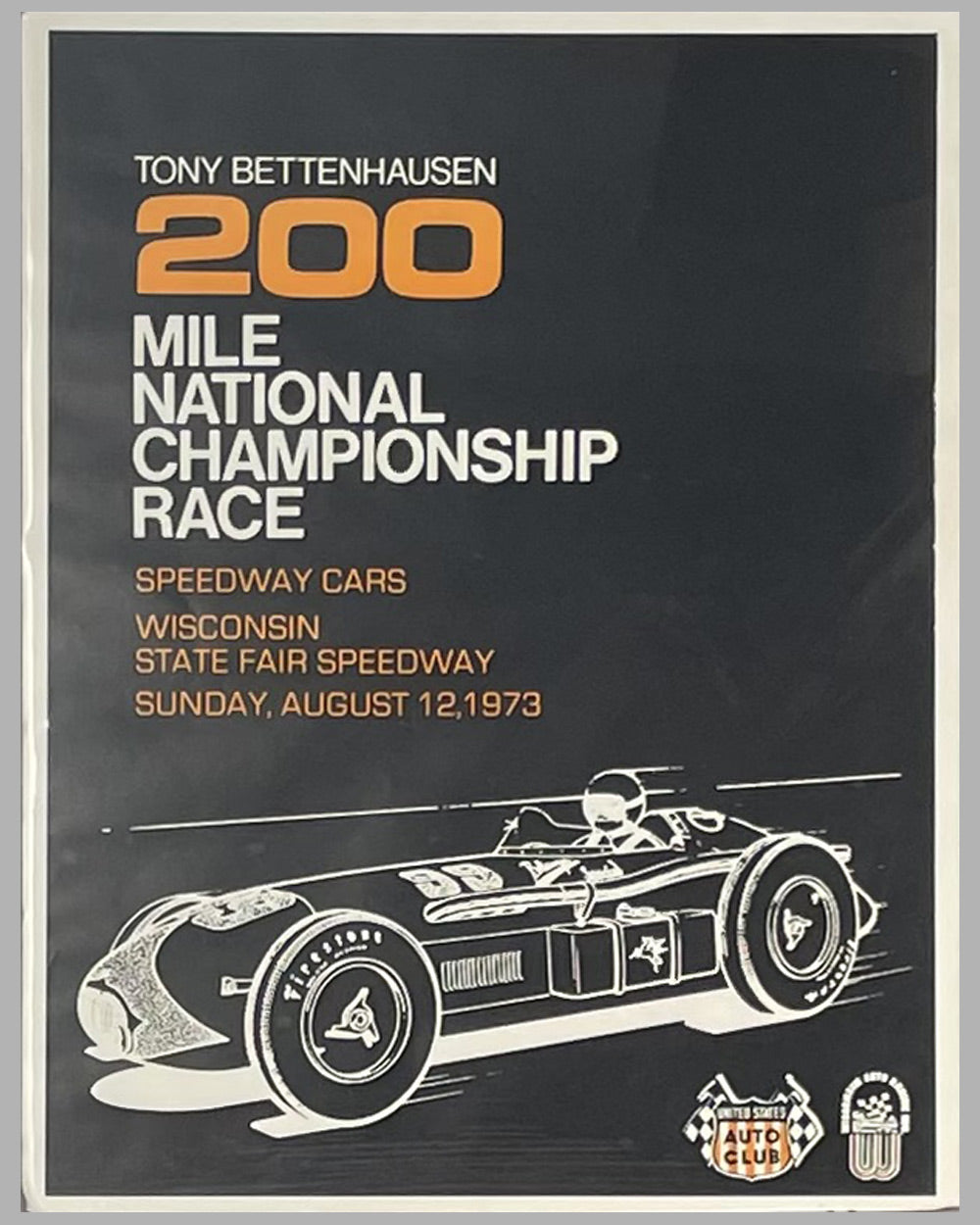 Tony Bettenhausen 200 Mile National Championship original race poster ...