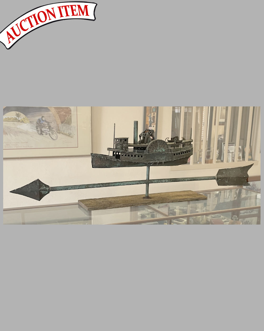 Large American river paddle boat vintage weathervane