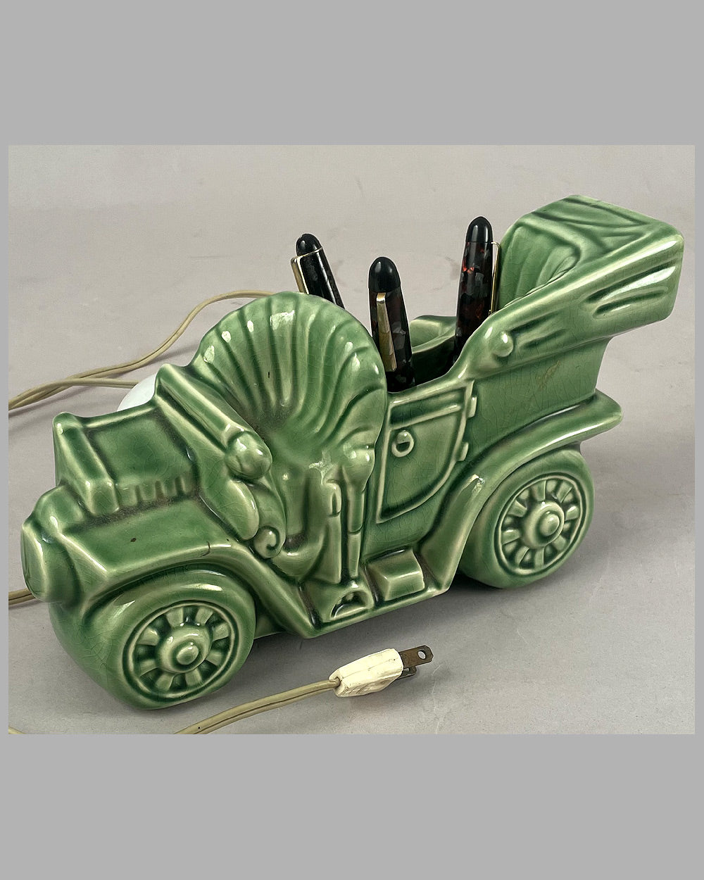 Brass car desk lamp with pen holder by Buckingham Ceramics 2