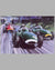 British racing green print by Nicholas Watts, autographed by Moss, Fangio, Brooks, & Costin 3