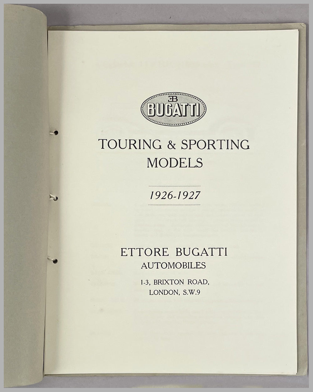 Bugatti Touring & Sporting Models 1926-1927 full line brochure 2