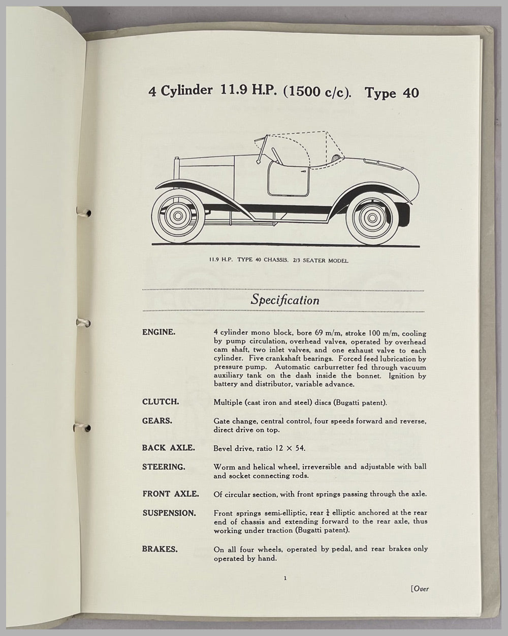 Bugatti Touring &amp; Sporting Models 1926-1927 full line brochure 3