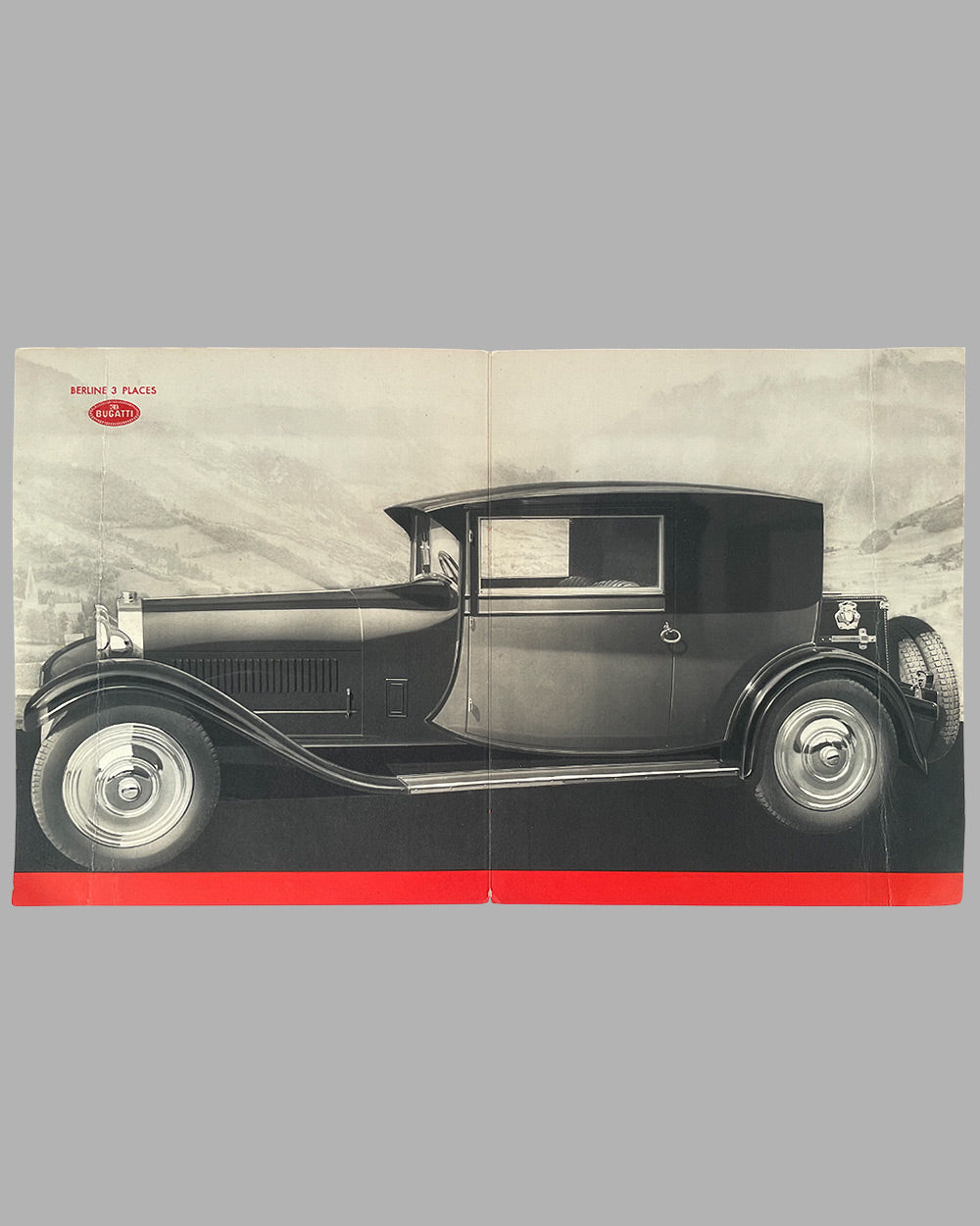 Bugatti 3 places avec malle sur chasis 3 litres sales brochure, or T44 with trunk 2