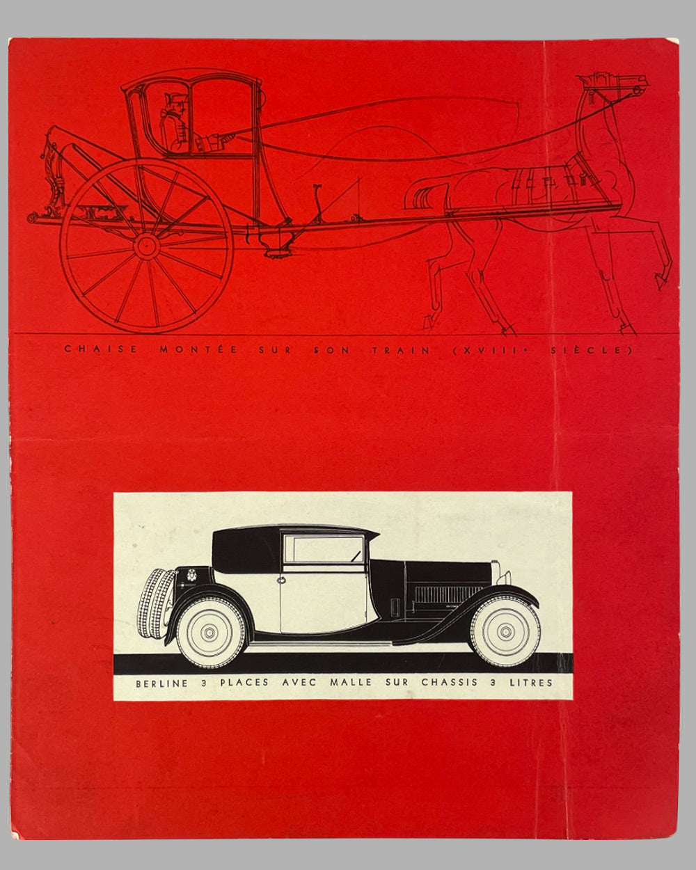 Bugatti 3 places avec malle sur chasis 3 litres sales brochure, or T44 with trunk