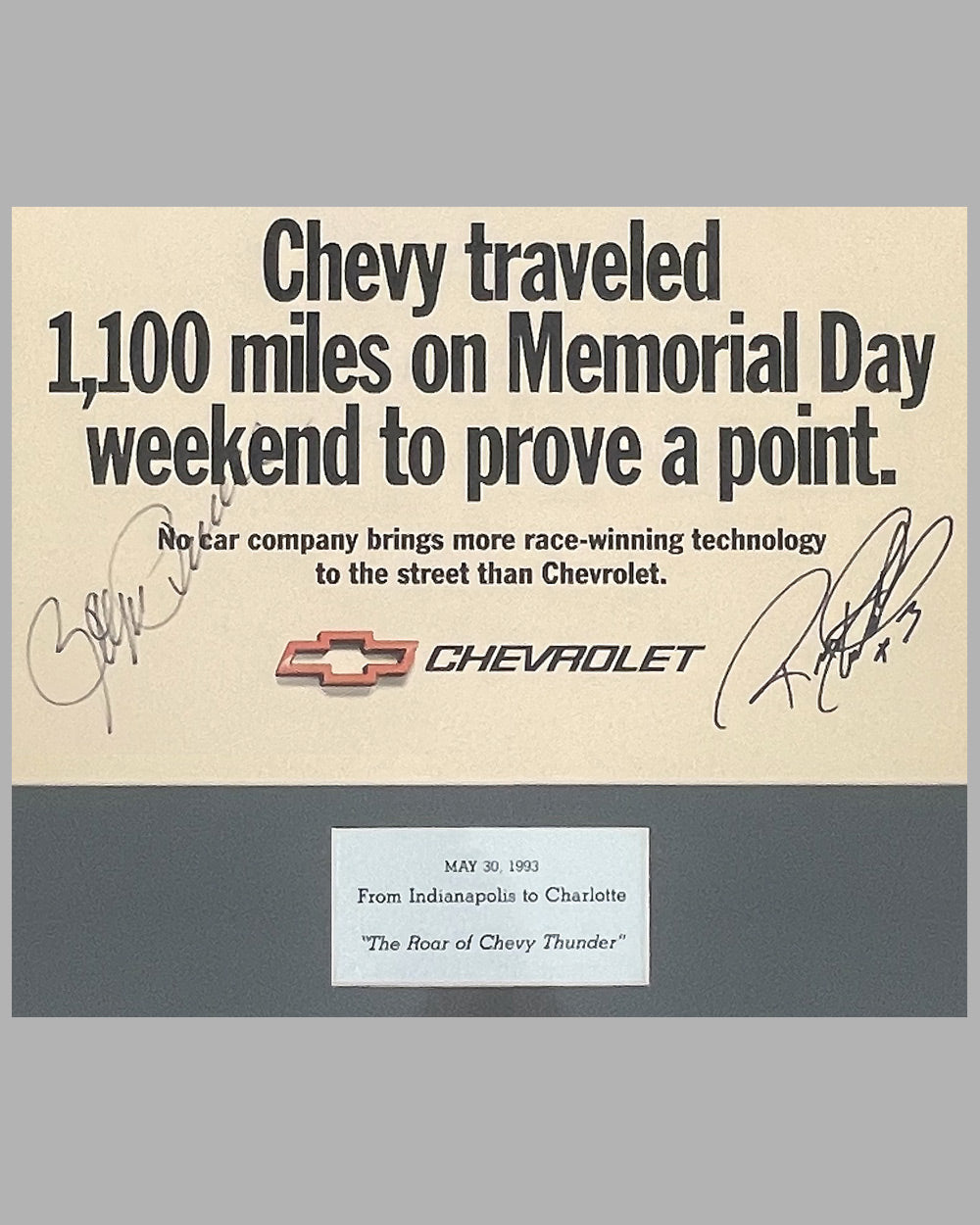 Chevrolet ad copy published in small quantity, autographed 3