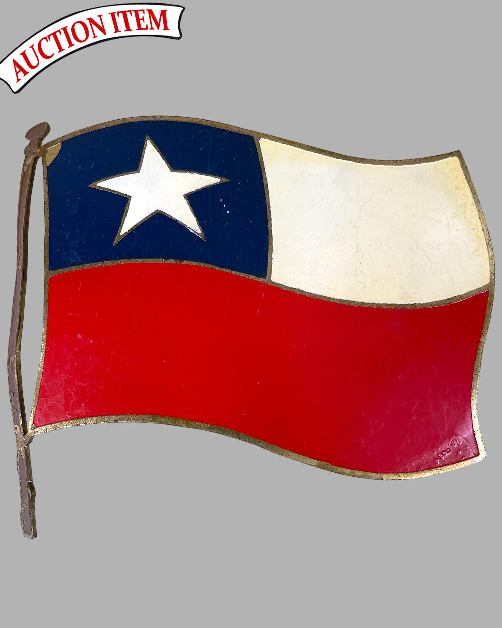 Chile national flag and pole grill badge, similar to the Texas flag