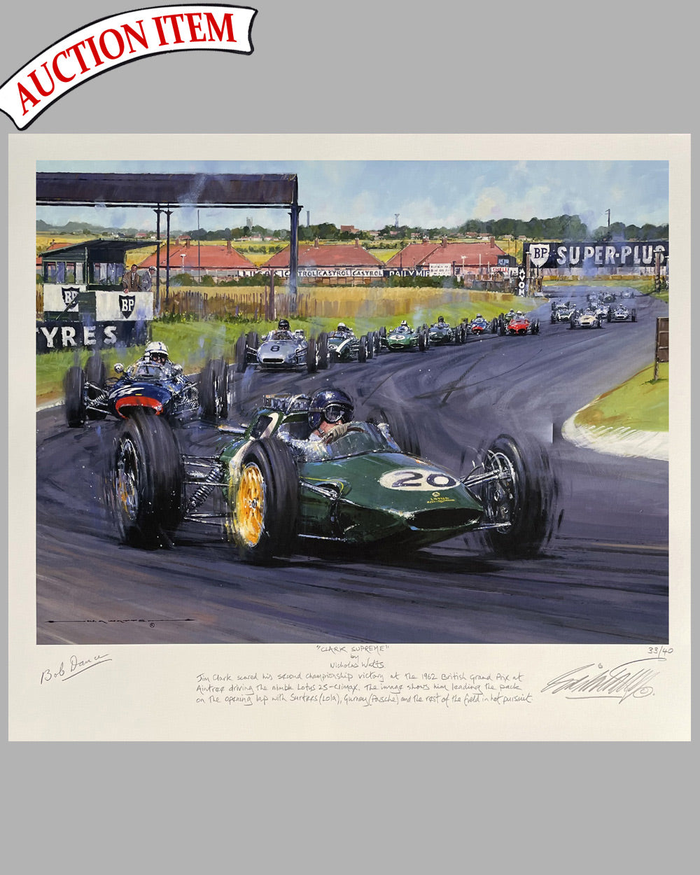 Clark Supreme giclée by Nicholas Watts, hand autographed by Bob Dance