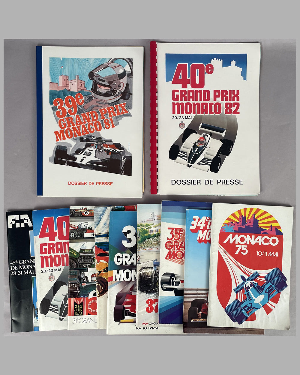 Collection of 9 Grand Prix of Monaco programs &amp; 2 press folders