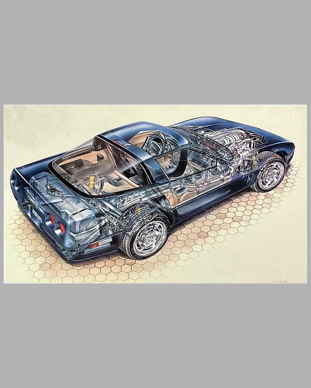The 1990 Corvette ZR1 cutaway poster by David Kimble