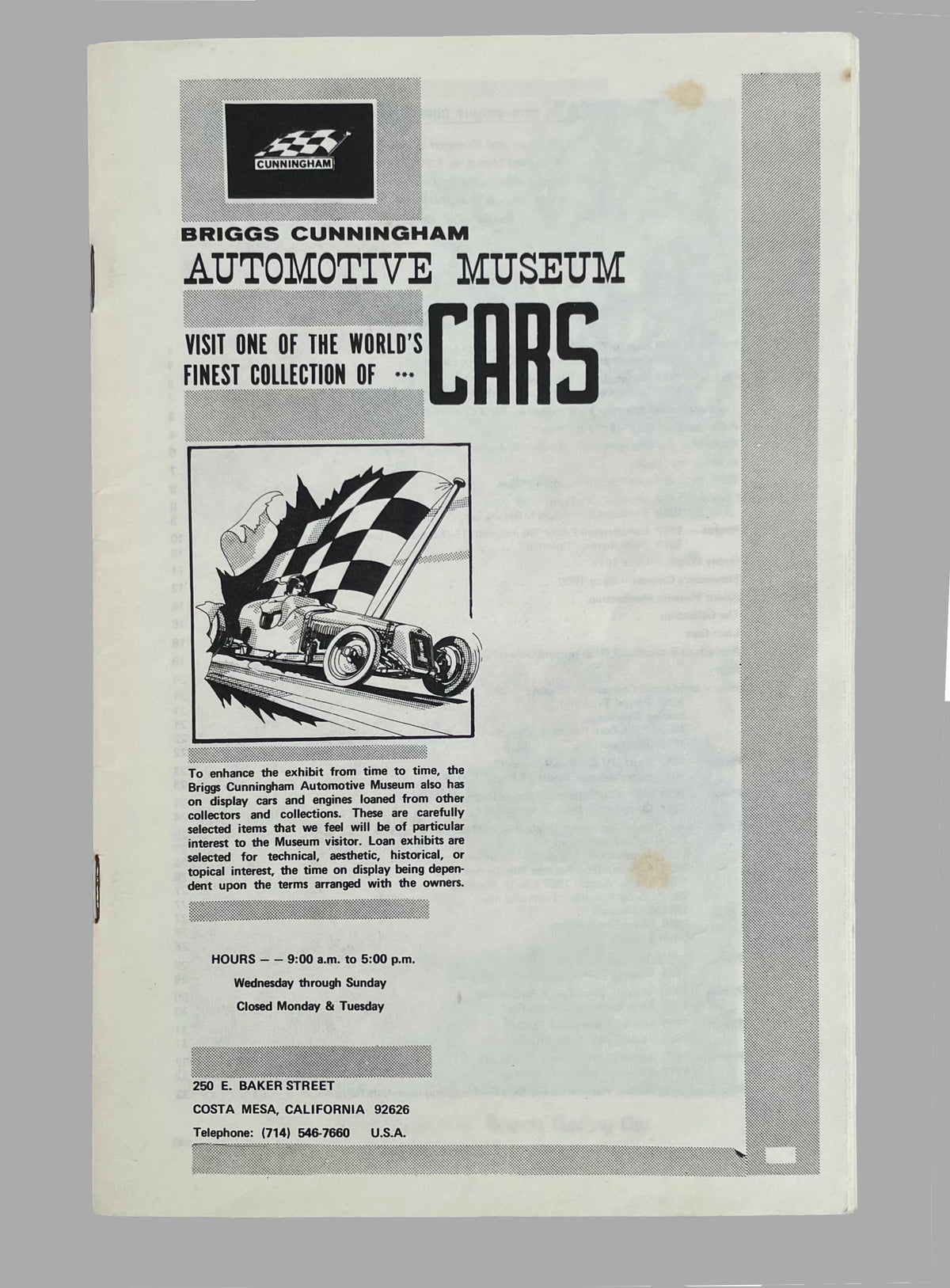Briggs Cunningham Automotive Museum catalog mid to late 1960’s