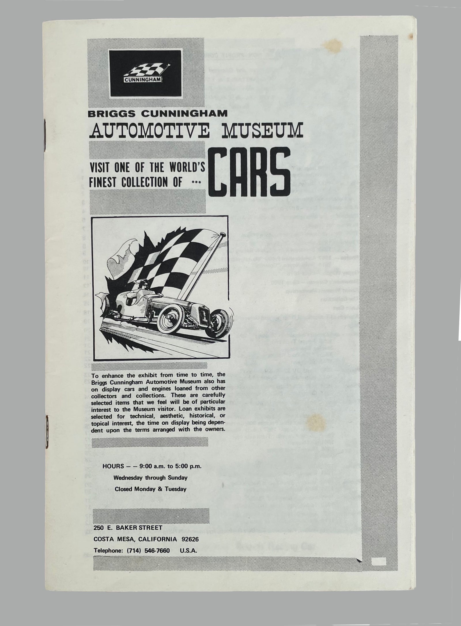 Briggs Cunningham Automotive Museum catalog mid to late 1960’s