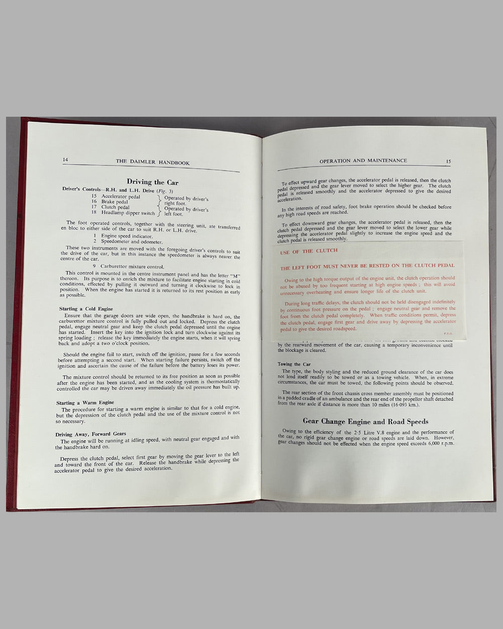 Daimler Sports Car SP 250 factory owner’s handbook, 1959 2