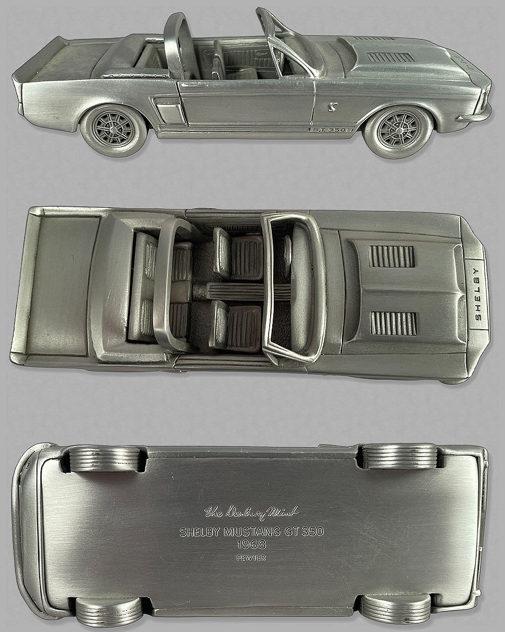 1969 Shelby Mustang GT 350 convertible pewter model by Danbury Mint 3