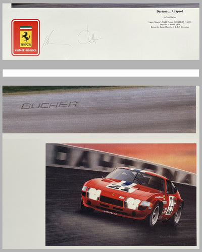 Daytona at Speed print by Tom Bucher, 1994, autographed by Grossman and Chinetti Jr. 2