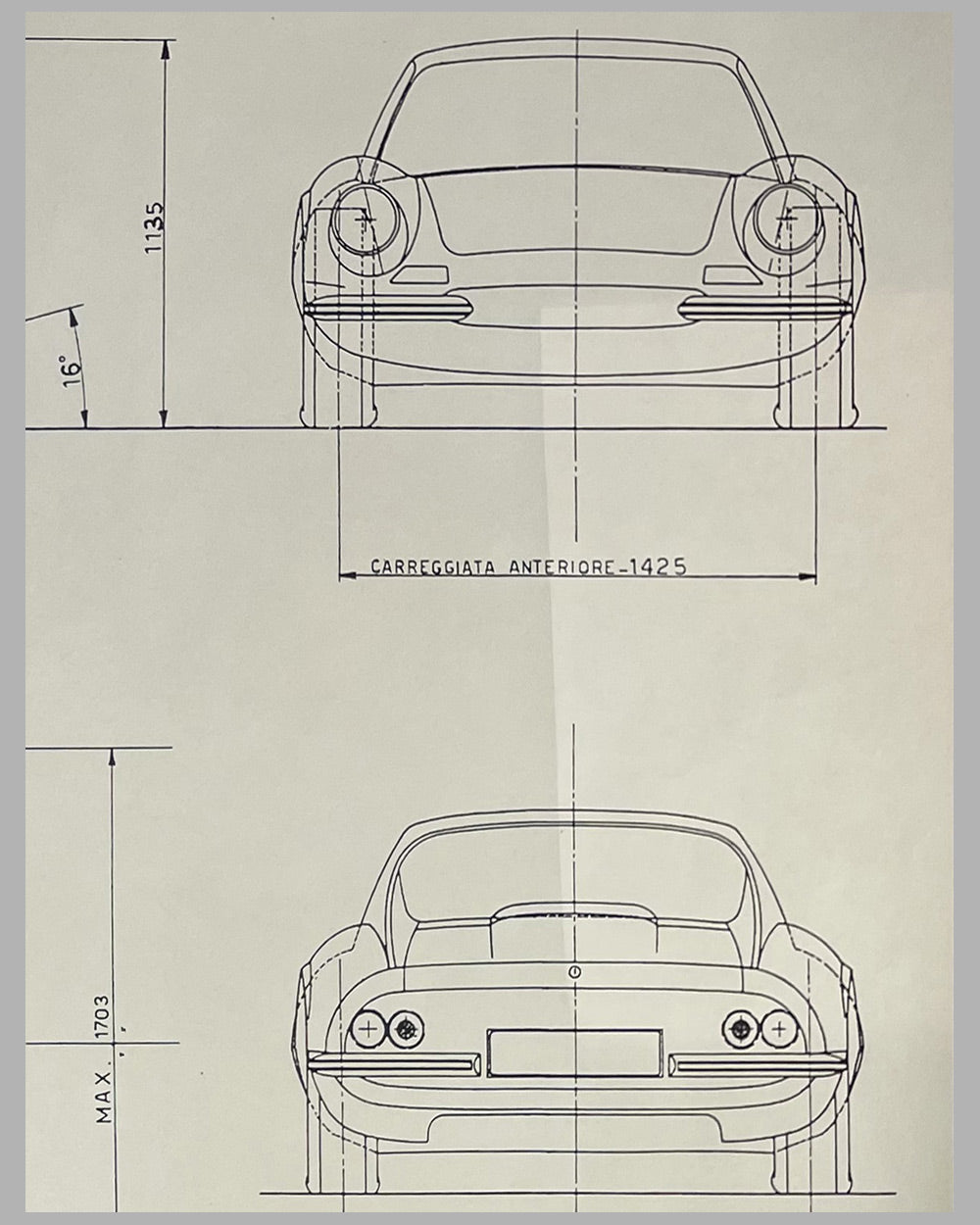 Dino Berlinetta 206GT blueprint from Pininfarina 3
