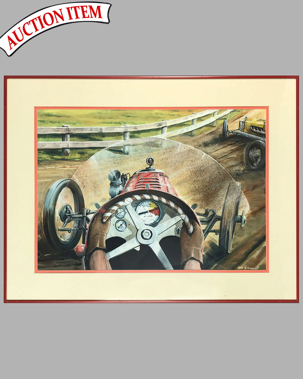 Dirt Track racing large painting by John Burgess