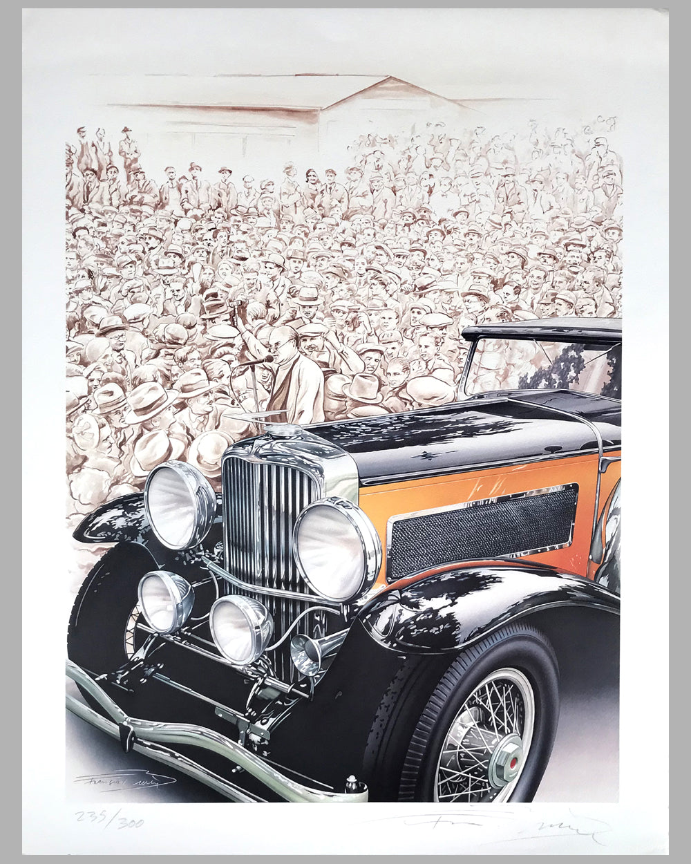 Duesenberg on the Block lithograph by Francois Bruere