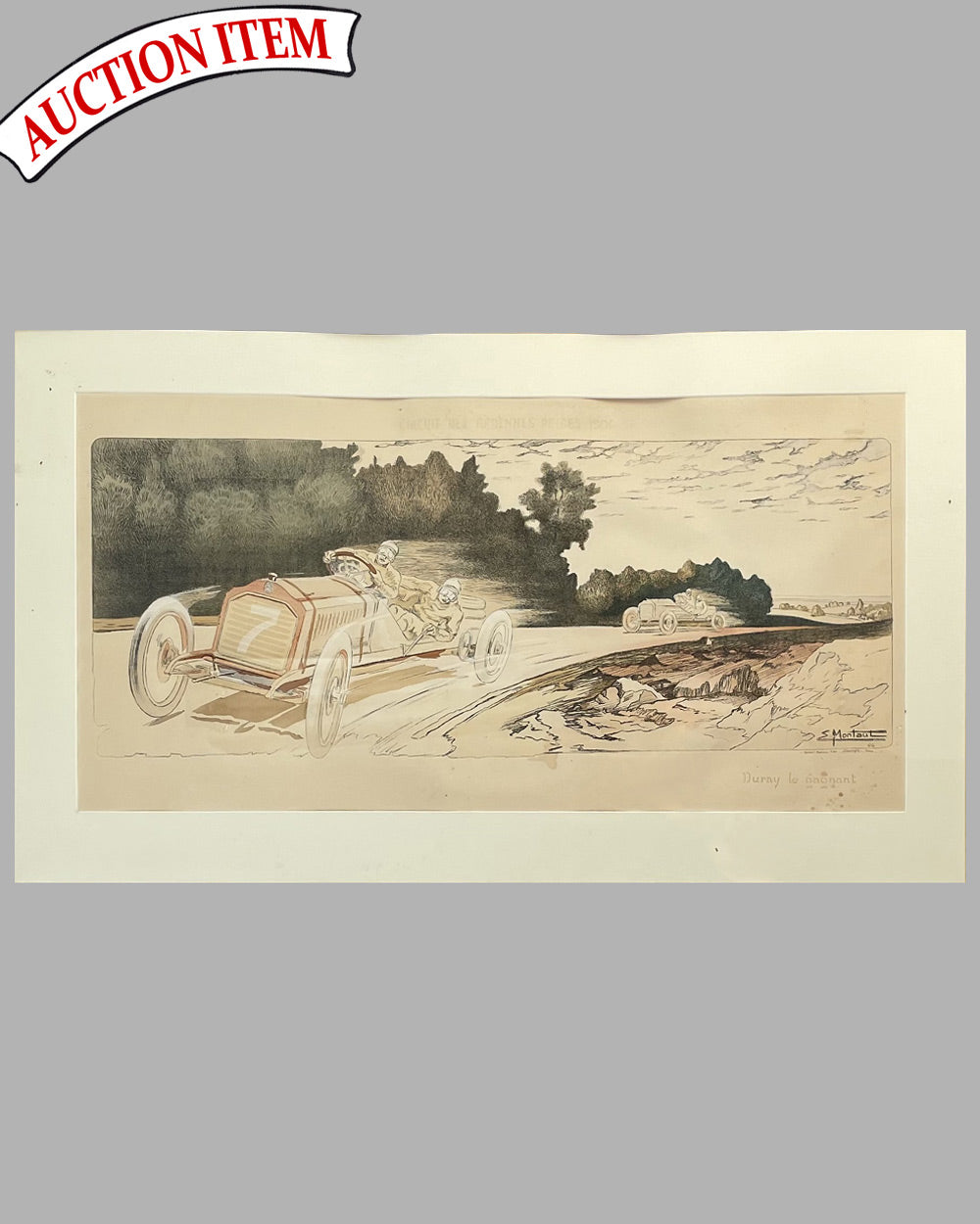 Duray le gagnant, hand colored lithograph, 1906 by Ernest Montaut