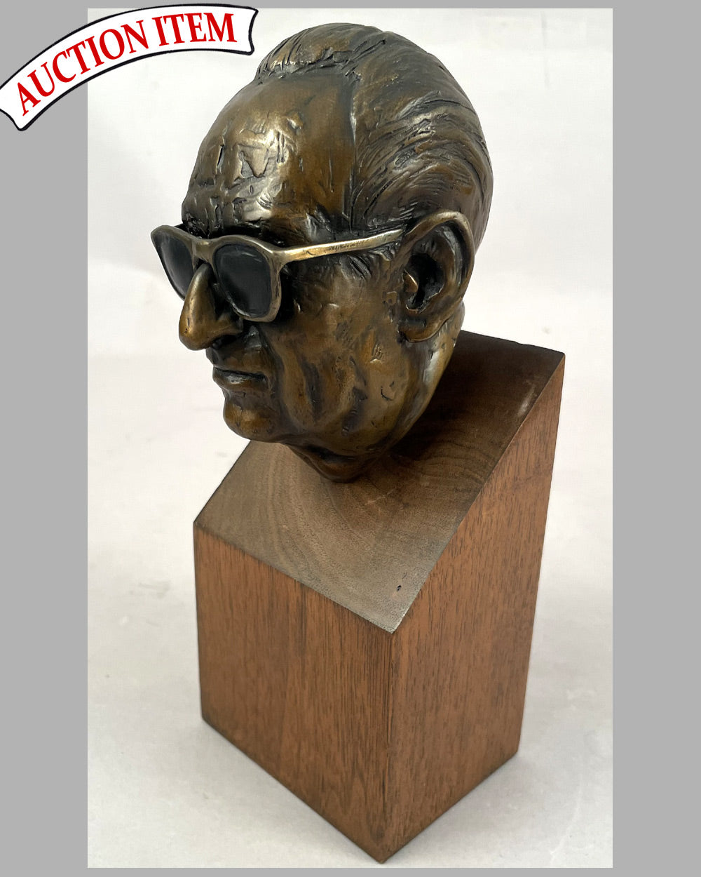 Enzo Ferrari bronze bust by Larry Braun, 1989