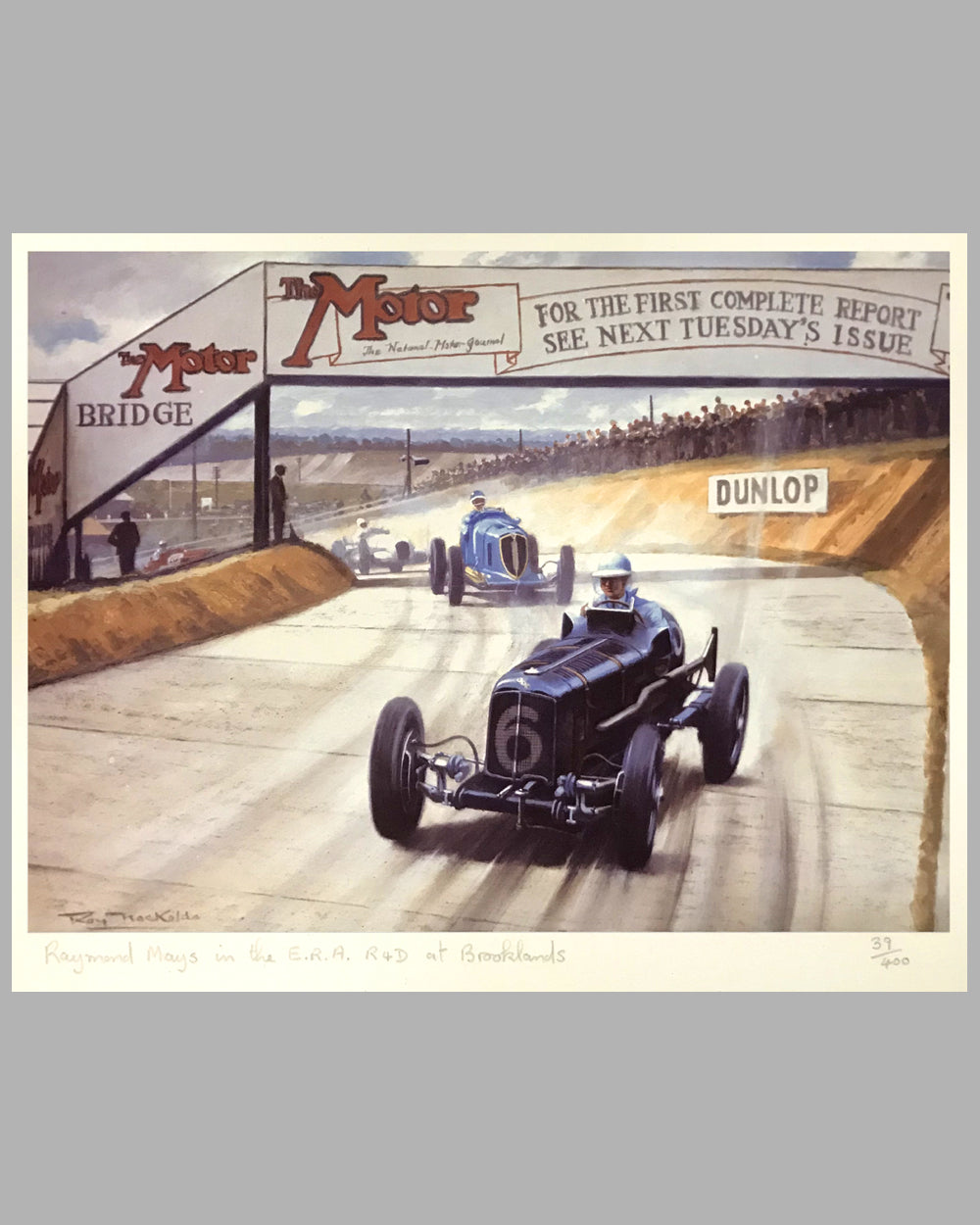 Raymond Mays in the E.R.A. R4D at Brooklands print by Roy Nockolds