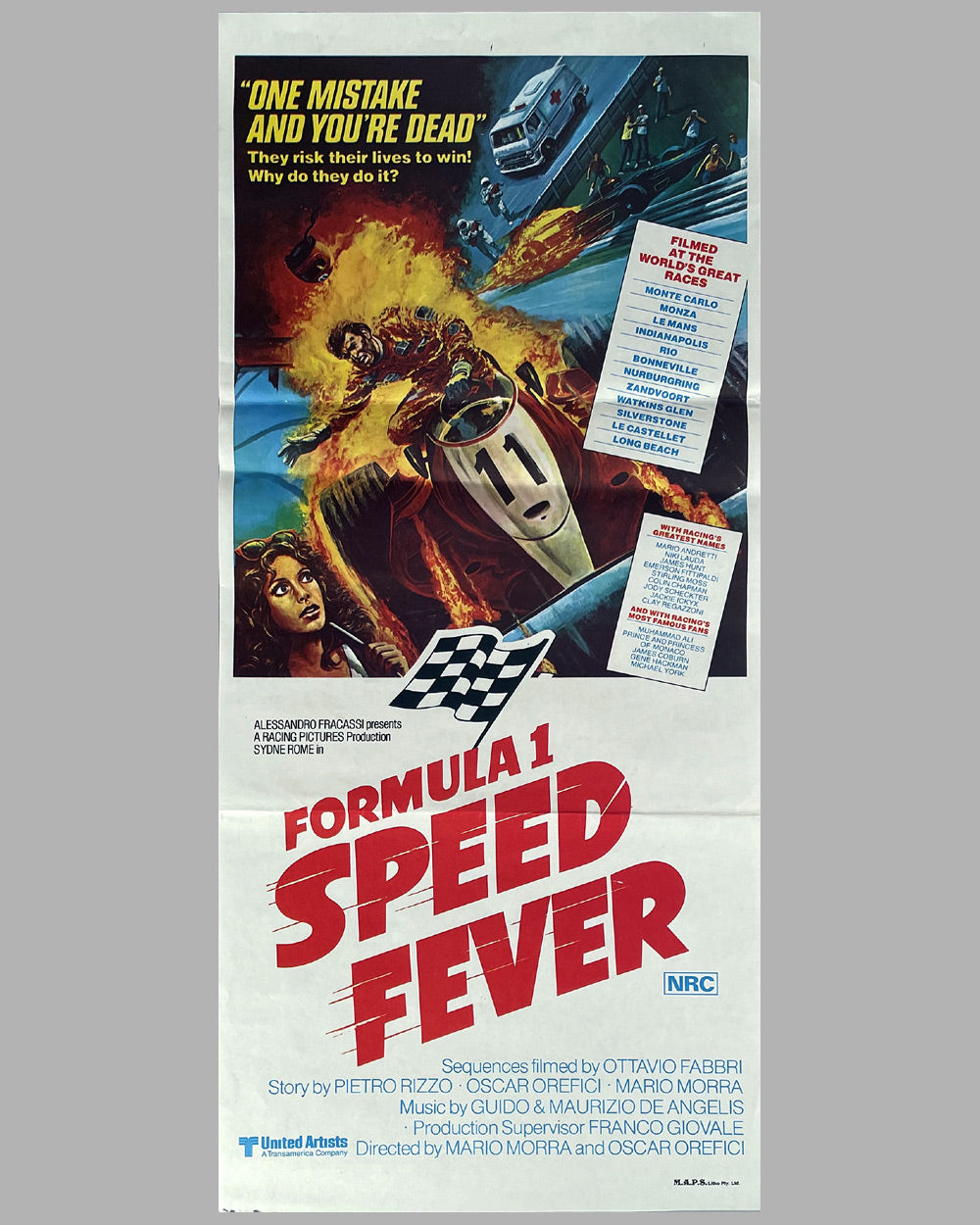 Formula 1 Speed Fever movie poster, 1978, U.S.A., starring Sydne Rome