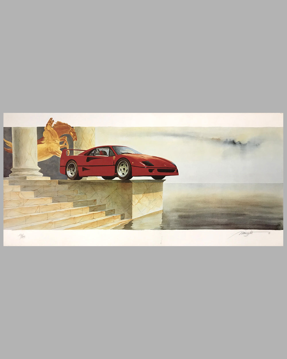 Ferrari F40 period lithograph by Alain Mirgalet