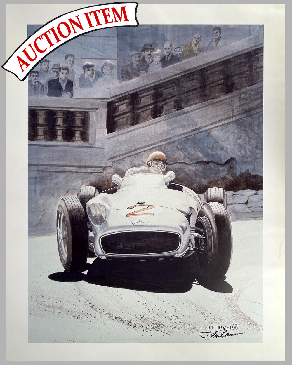 Original French Grand Prix store print c1950 - Jean Manuel Fangio