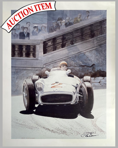 Juan Manuel Fangio at the 1955 Grand Prix of Monaco color print by John Dormer
