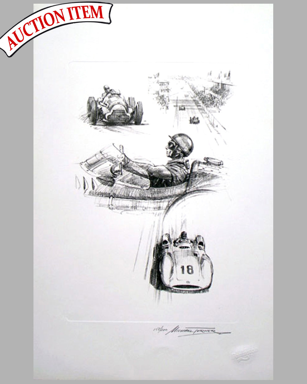 Fangio Montage print by Michael Turner, England, 1976