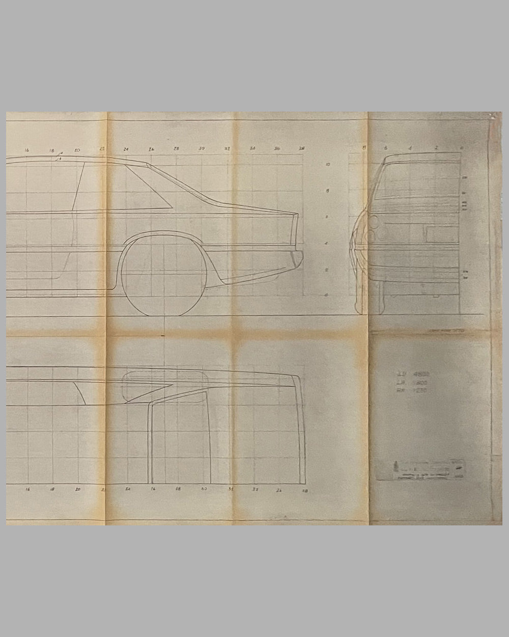 Ferrari 2+2 working blue print by the Pininfarina studio, 1970 3