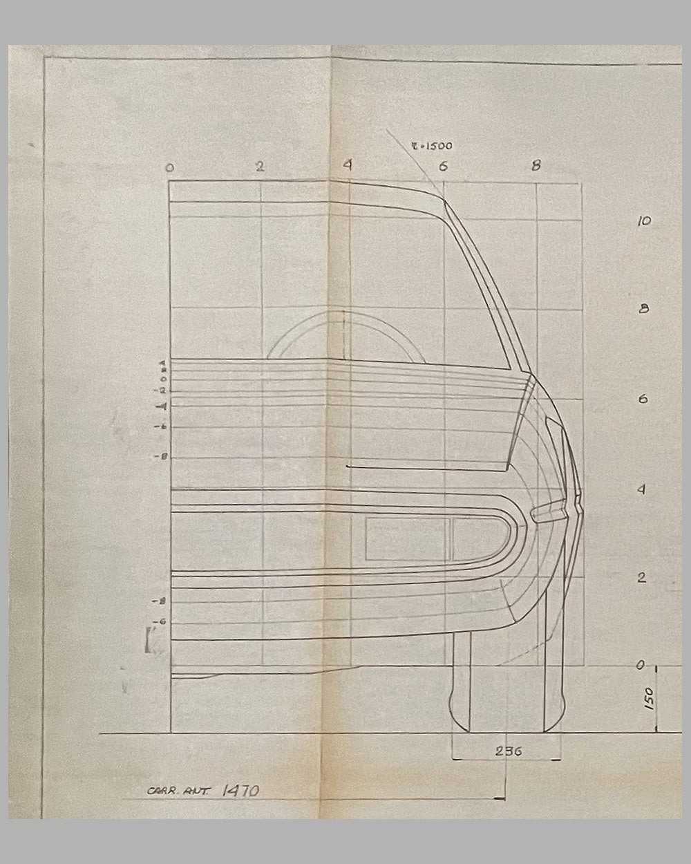 Ferrari 2+2 working blue print by the Pininfarina studio, 1970 5