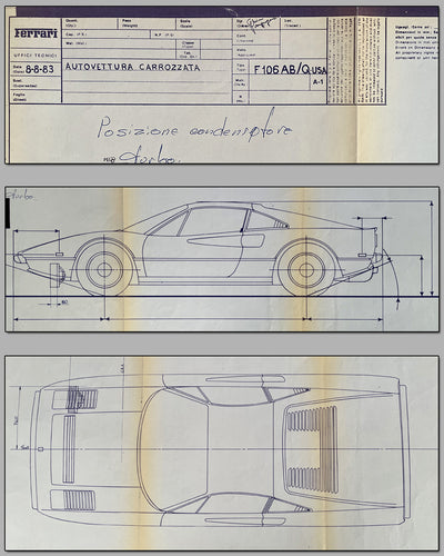 Ferrari 308 GTB factory period blueprint, dated 1983 2