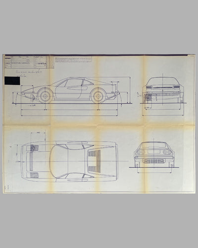 Ferrari 308 GTB factory period blueprint, dated 1983