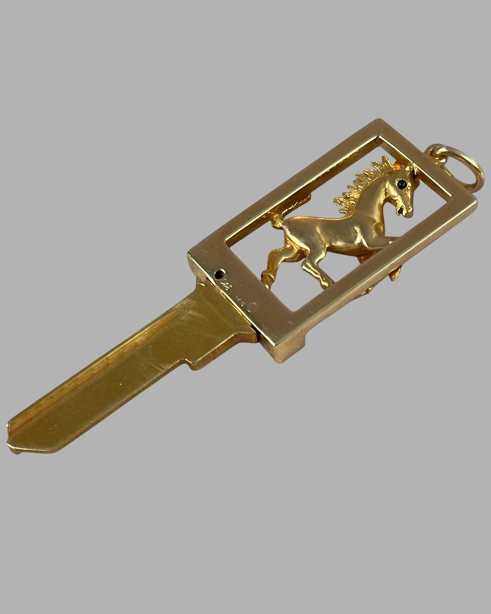 Gold Ferrari blank key neck pendent, 14k 3