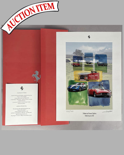 Tribute to Ferrari Spiders color print by Enzo Naso showing multiple models