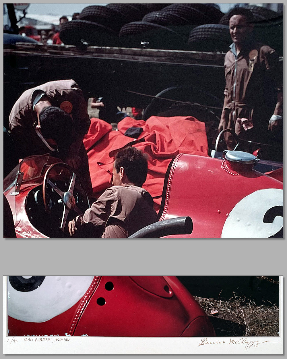Ferrari team at Rouen color photograph by Denise McCluggage 3