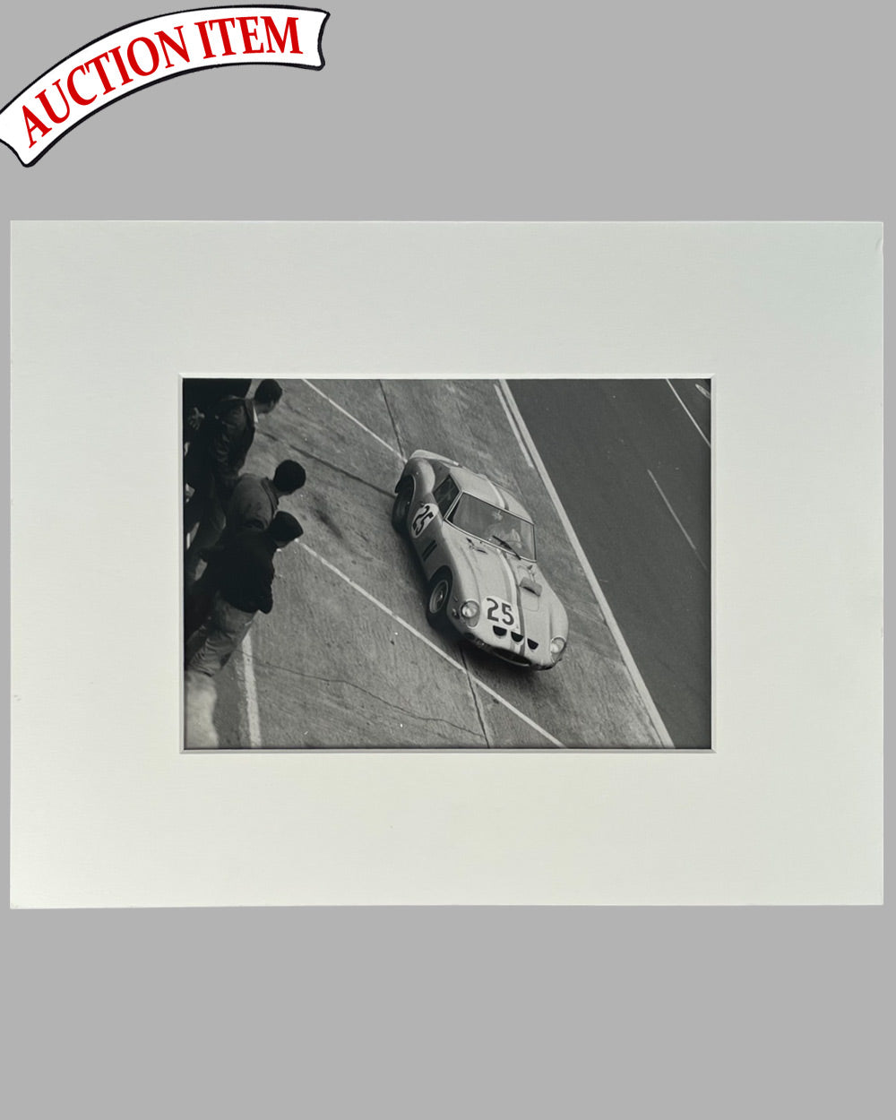 Ferrari 250 GTO #4153 at Le Mans in 1963 for Écurie Francorchamps b&w photograph